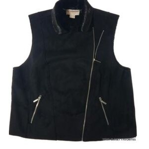 Michael Kors Black Faux Sued With Faux Fur Linining So Soft Vest 18W